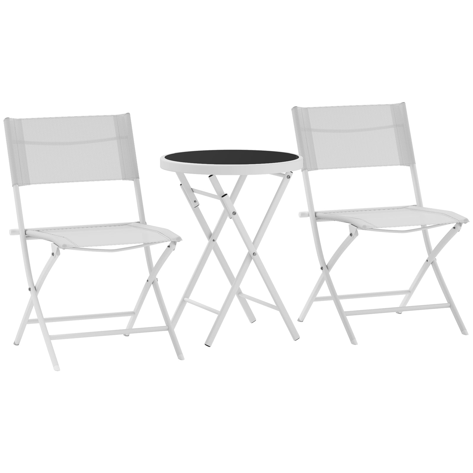 3 Pieces Outdoor Bistro Set, Glass Top Table And Chairs