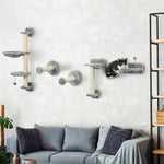 Cat Wall Furniture With Hammock, Perches, Ladder, Scratching Post, Grey