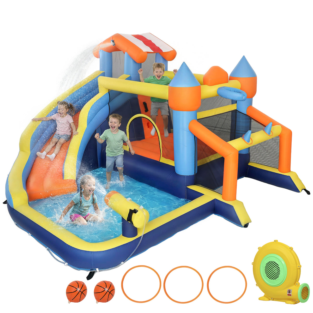 AIYAPLAY Inflatable Bounce House With Slide Pool/ball Pit For Outdoor