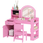 Girls Dressing Table With 2-colour Led Mirror And Stool | Pink