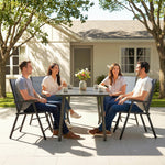 Folding Garden Chairs Set With High Back, Armrests | Set of 4 | Grey