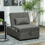 4-in-1 Pull Out Sleeper Chair Bed With Pockets | Grey