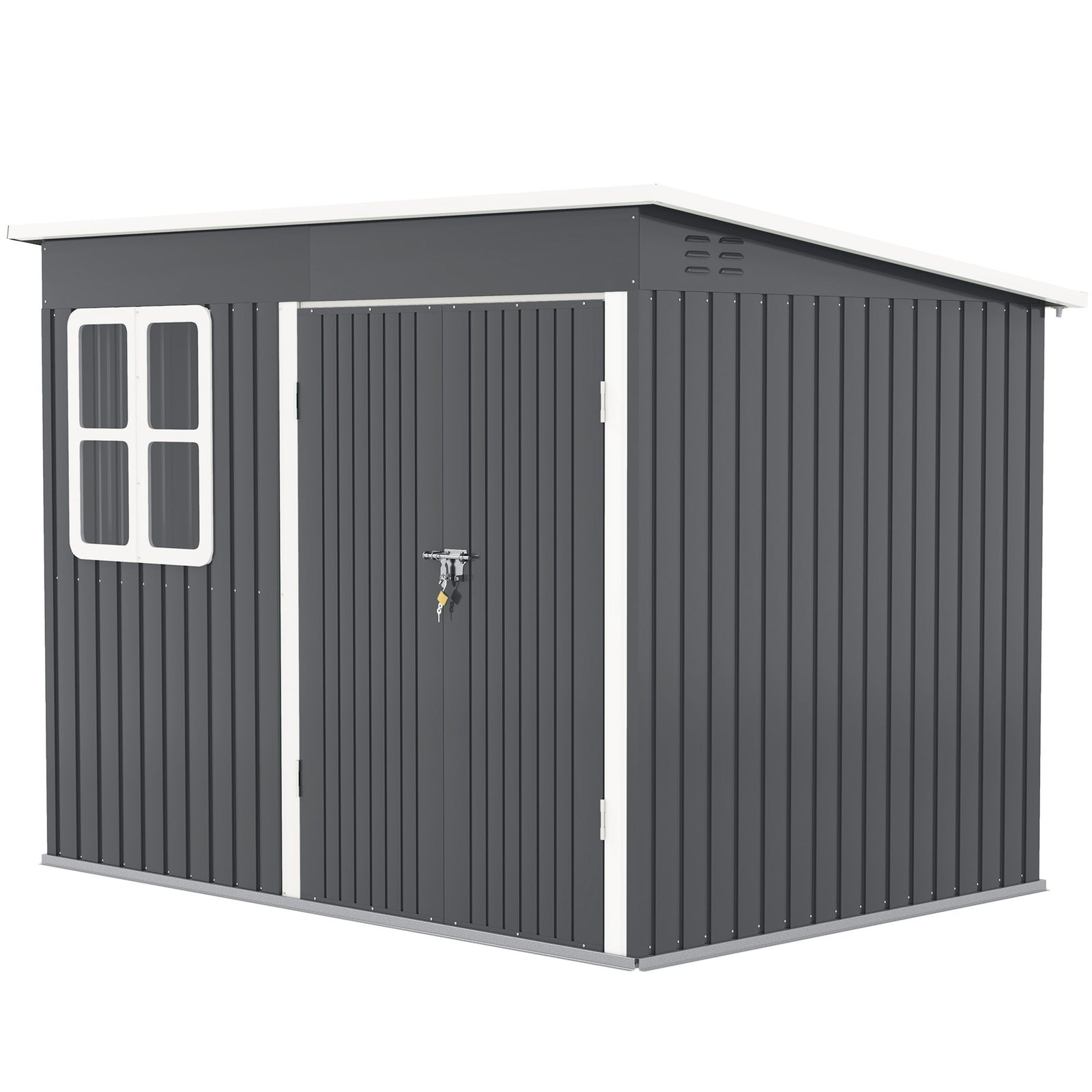 8.5 X 6ft Galvanised Steel Garden Shed With Foundation Kit | Dark Gray