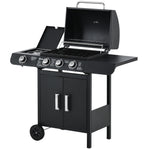 3+1 Gas Bbq, Side Burner, Warming Rack | Black