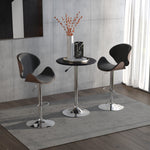 Adjustable Round Bistro Bar Table, Pu Leather Top