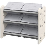 Kids Toy Storage Units With 6 Storage Boxes, 76 X 37 X 60cm, Grey