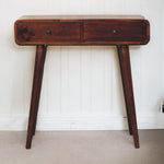 Solid Mango Wood Chestnut Curved Hallway Table