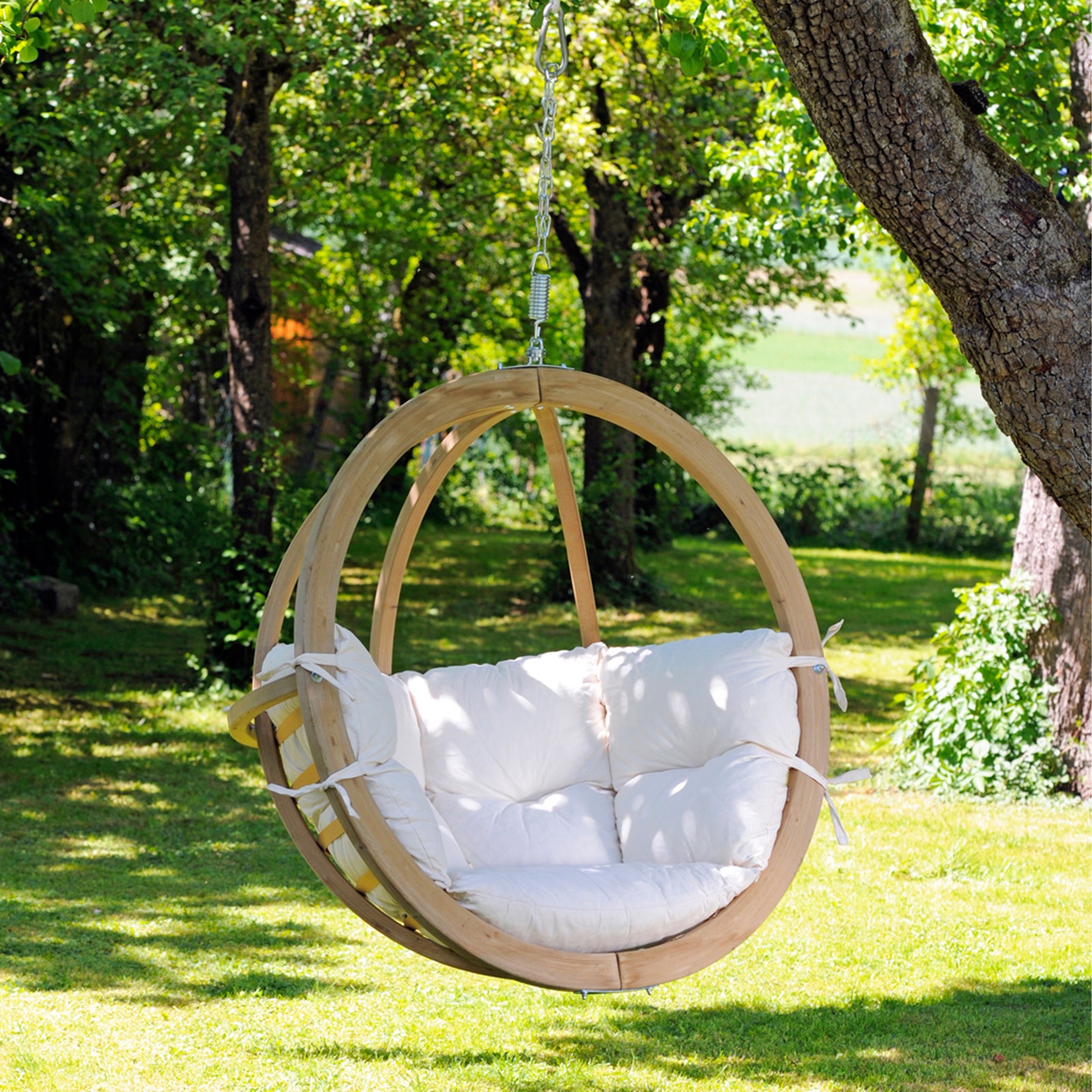 Globo Single Seater Chair Indoor Hanging Set Natura