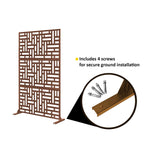Metal Outdoor Privacy Screen 90cm X 180cm - Maze | 180cm x 90cm | Rust