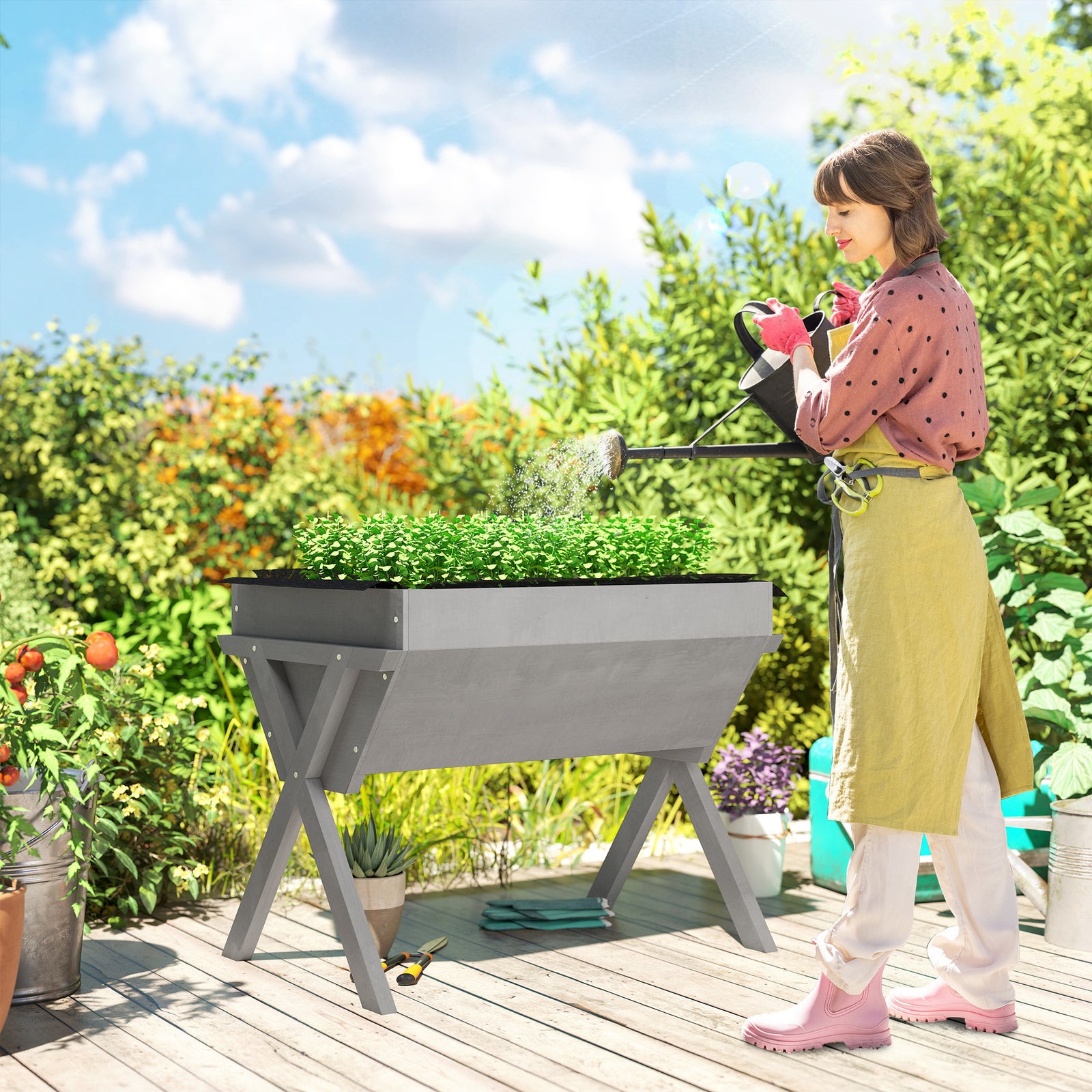 Wooden Raised Planter Stand For Vegetable & Flower