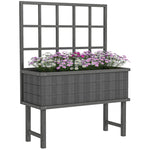 Raised Garden Bed With Trellis & Drain Holes | Gray