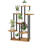 7 Tier Plant Stand, Tall Steel Wood Plant Shelf