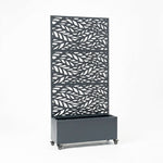 Metal Privacy Screen With Plant Pot - Leaf | Anthracite Grey