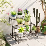Outsunny 3-tier Metal Plant Stand, Modern Ladder Shelf For Garden