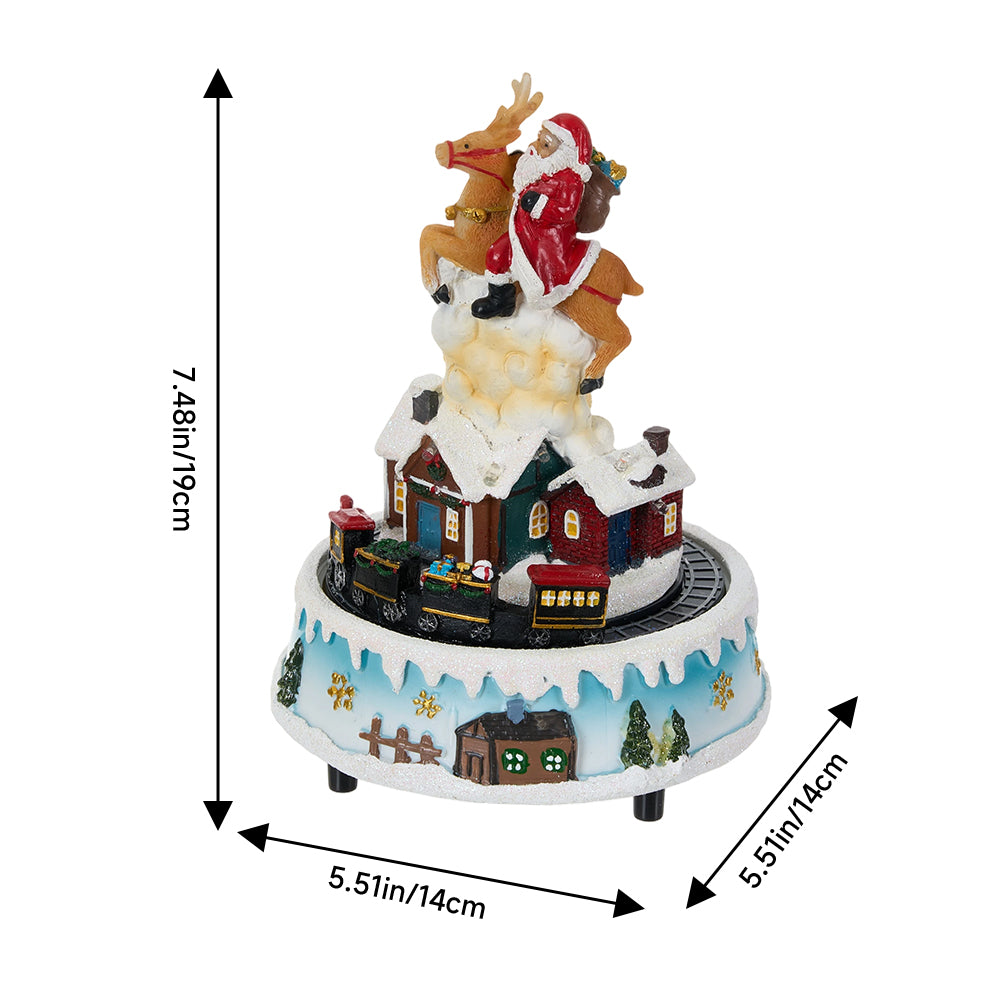 Christmas Xmas Santa Claus Reindeer Music Box Ornament With Lights