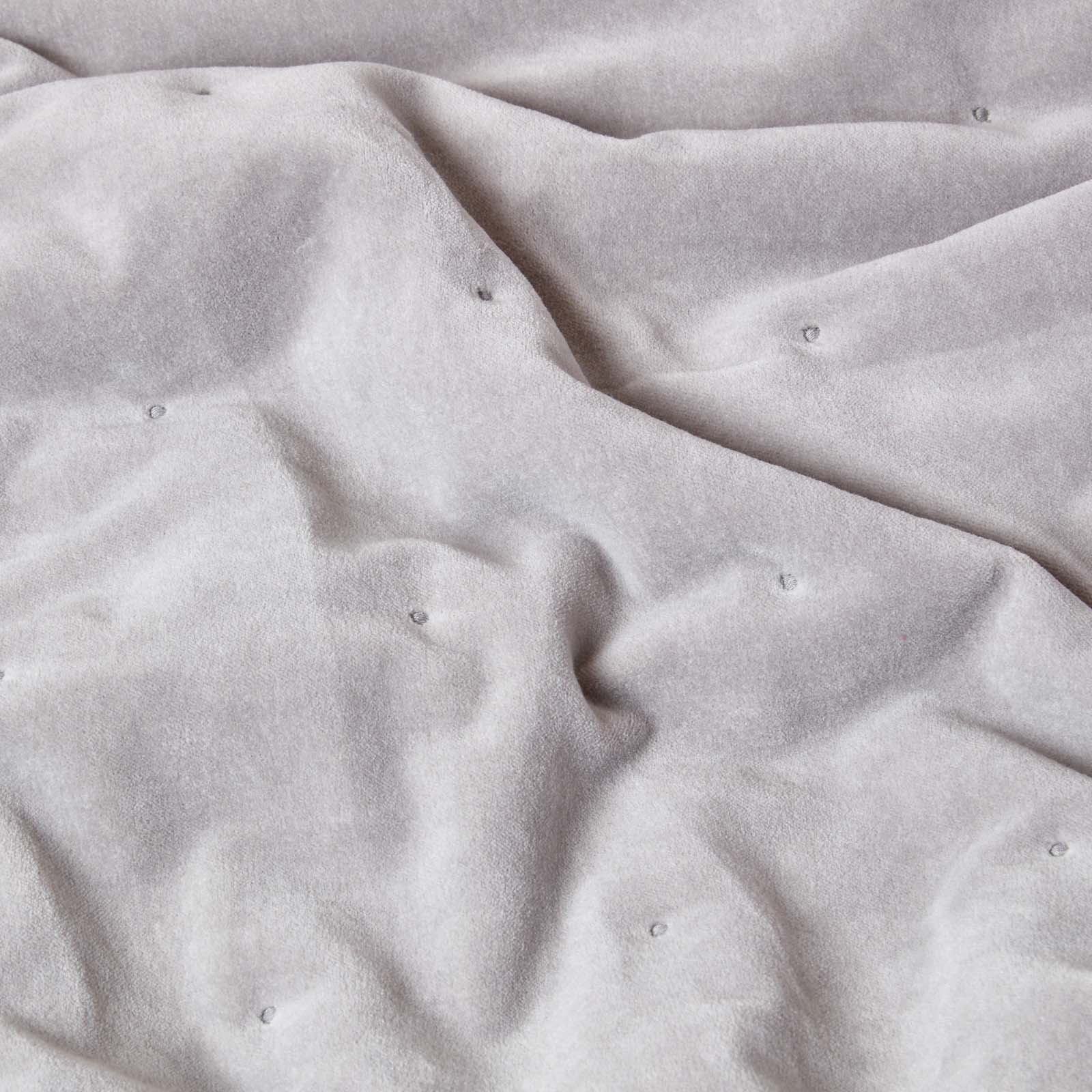 Velvet Cotton Quilted Throw | 150cm x 200cm | Light Grey