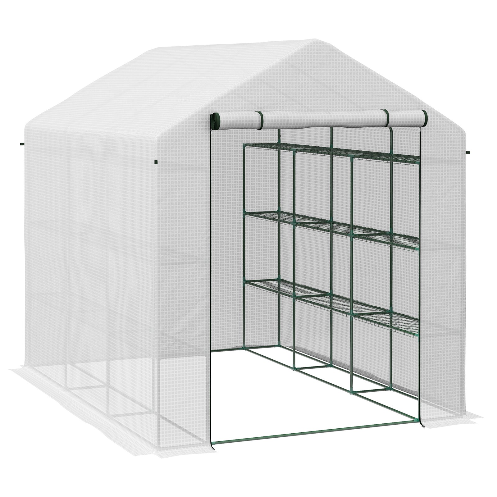 Walk-in Greenhouse With 4 Tiers, 244x180x210cm | White