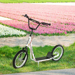 90-96cm Kids Kick Scooter W/ Adjustable Handlebar Inflatable Wheels | White
