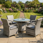 Windsor Rattan 4 Seat Firepit Dining Set | 4 Seat | Mixed Grey