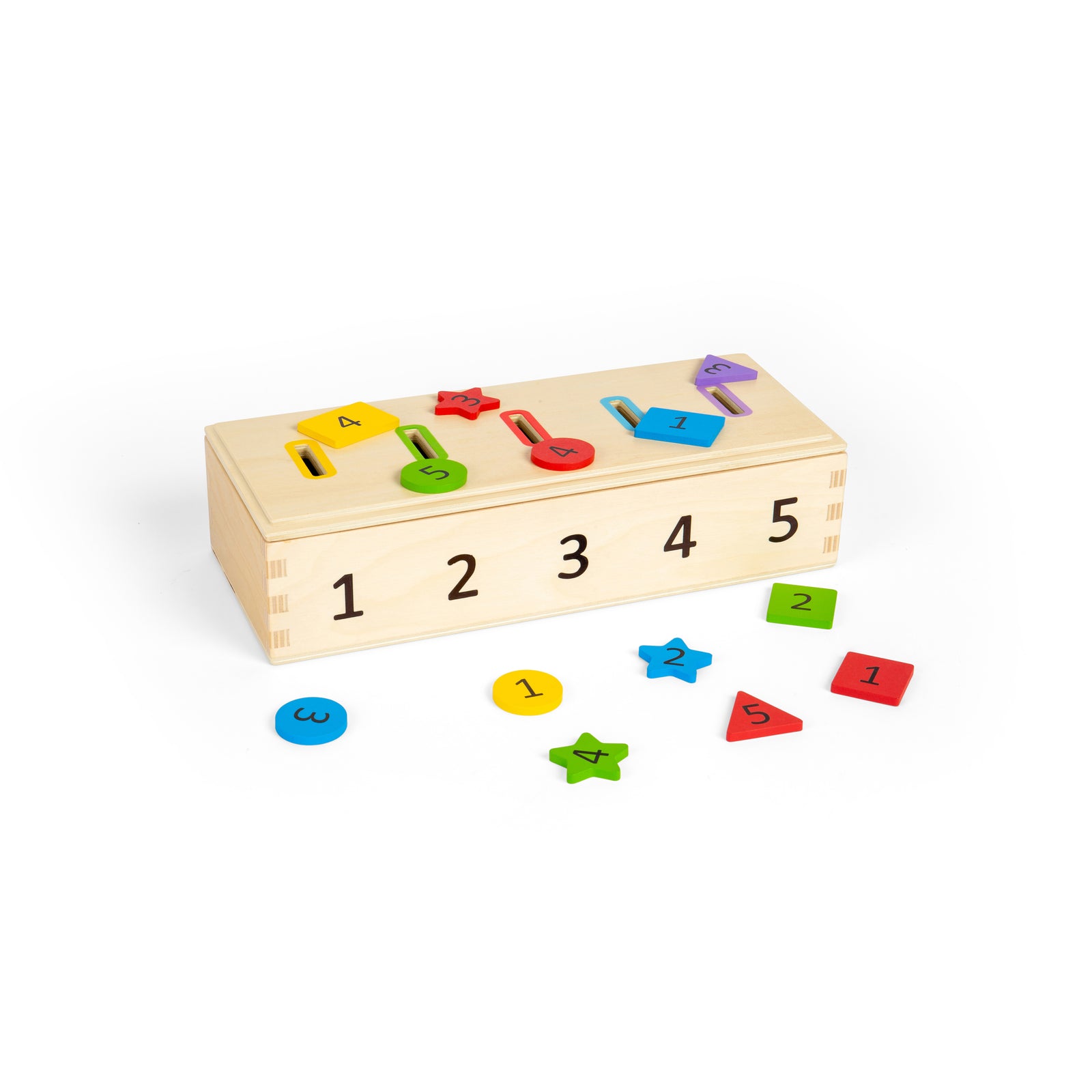 Wooden Numbers & Shapes Sorter Box