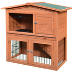 2 Tier Wooden Rabbit Hutch Guinea Pig Small Animal Cage 100.5x55x101 Cm