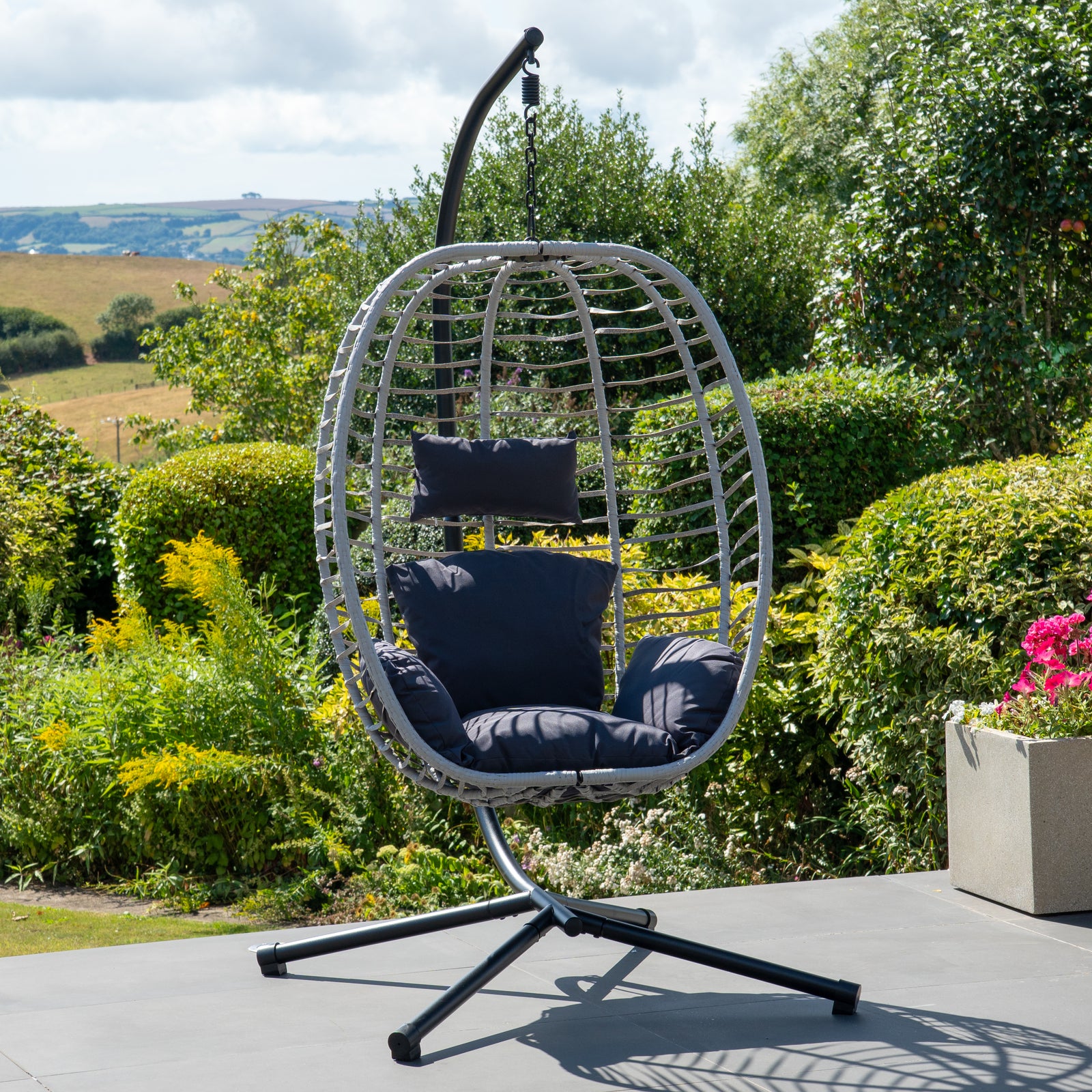 Wilton Hanging Swing Single Egg Pod Chair | One Size | Dark Grey