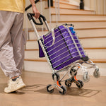 8 Wheels Foldable Shopping Trolley 2-in-1 Mobility Bag Push Cart Stair Handtrack