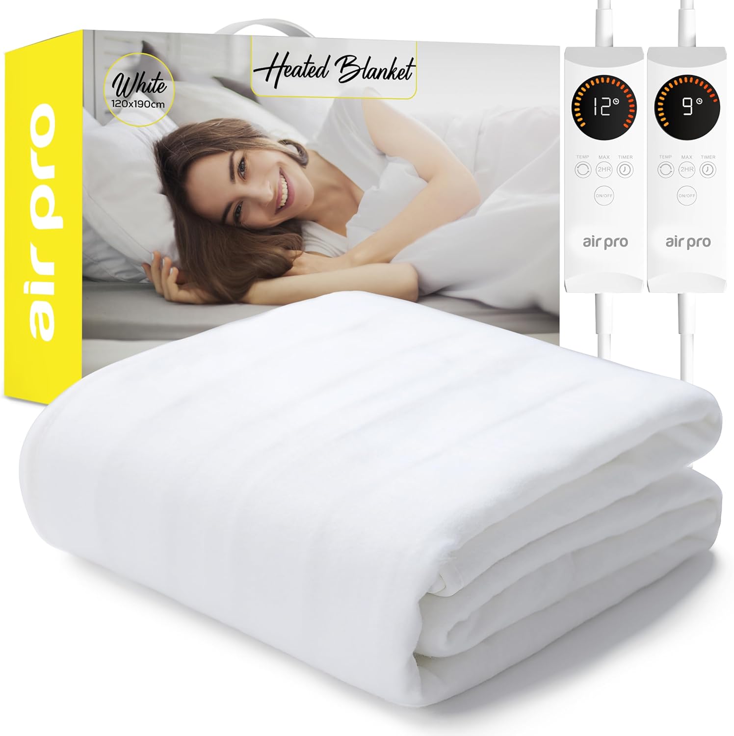Fleece Electric Blanket - Heated Mattress Cover With Controller | Small Double | White