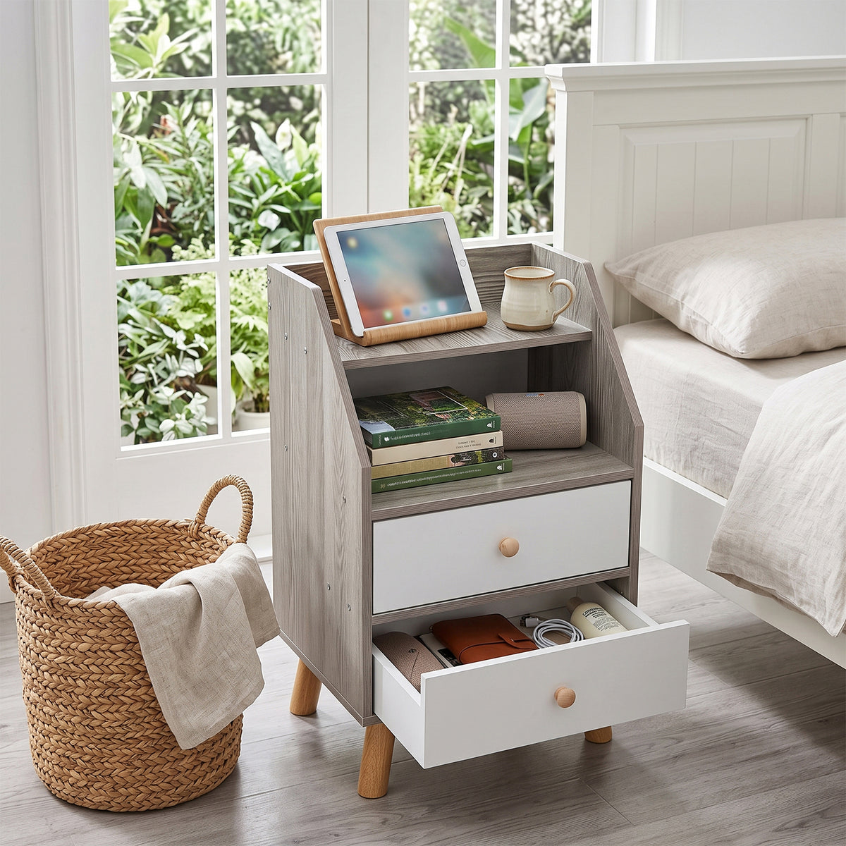 Breeins Modern Dual-drawer Bedside Table Nightstand