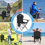 Premium Camping Chair - Thick Padded Folding Chair For Adults With Magazine Pocket, Cup Holder & Carry Bag - Lightweight 3kg - Heavy Duty Foldable Picnic Chair | Set of 2 | Jet Black