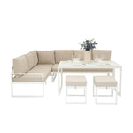 Aluminium Corner Sofa Set | White