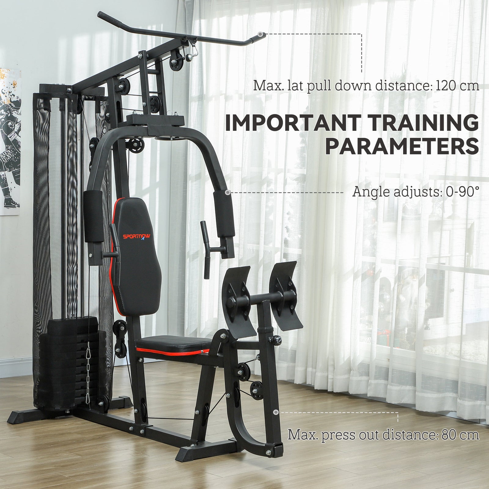 Compact Multi Gym With 45kg Weight Stack | Black