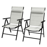 Set Of 2 Patio Folding Chairs With Adjustable Back | Gray