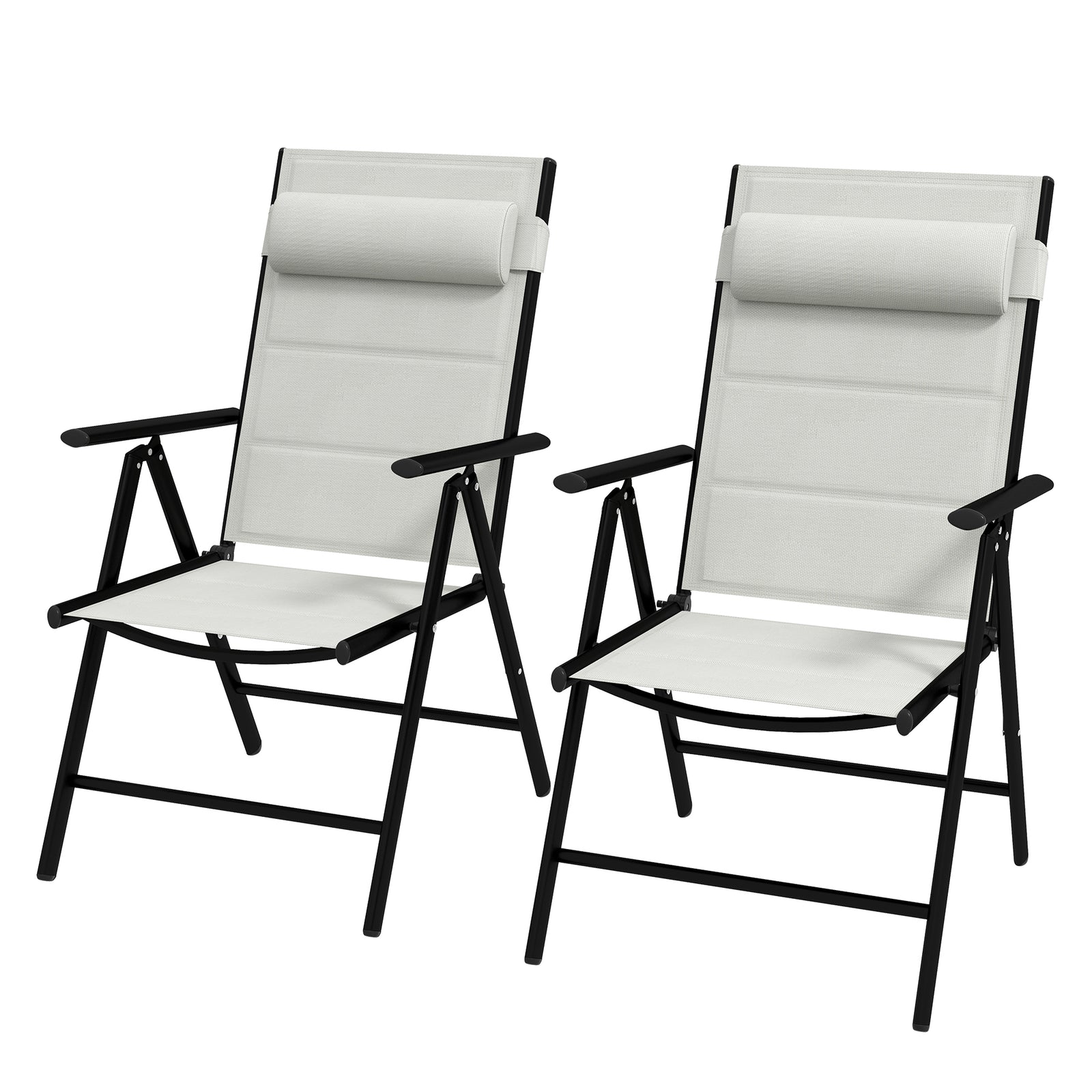 Set Of 2 Patio Folding Chairs With Adjustable Back | Gray