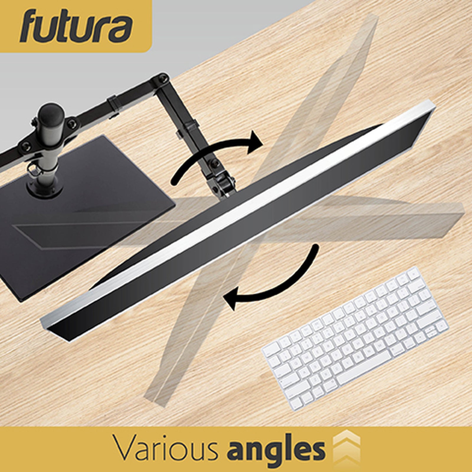 Futura Dual Monitor Stand 13 To 32 Inch Height Adjustable Freestanding Base Supports 8kg Per Arm