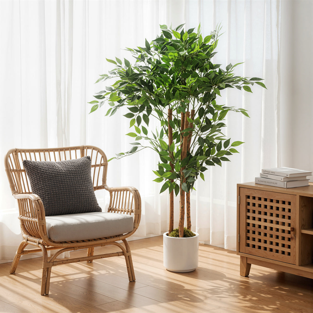 HOMCOM Artificial Banyan Tree, Faux Plant For Home Decor
