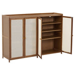 Modern Bamboo Shoe Cabinet – 4-door Textured Storage Unit With 6 Tiers For Stylish And Functional Entryway Organization