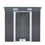 4x6ft Metal Storage Shed With Double Doors,ventilation And Foundation Frame Flat Roof Outdoor Tool Shed For Garden | Charcoal Black