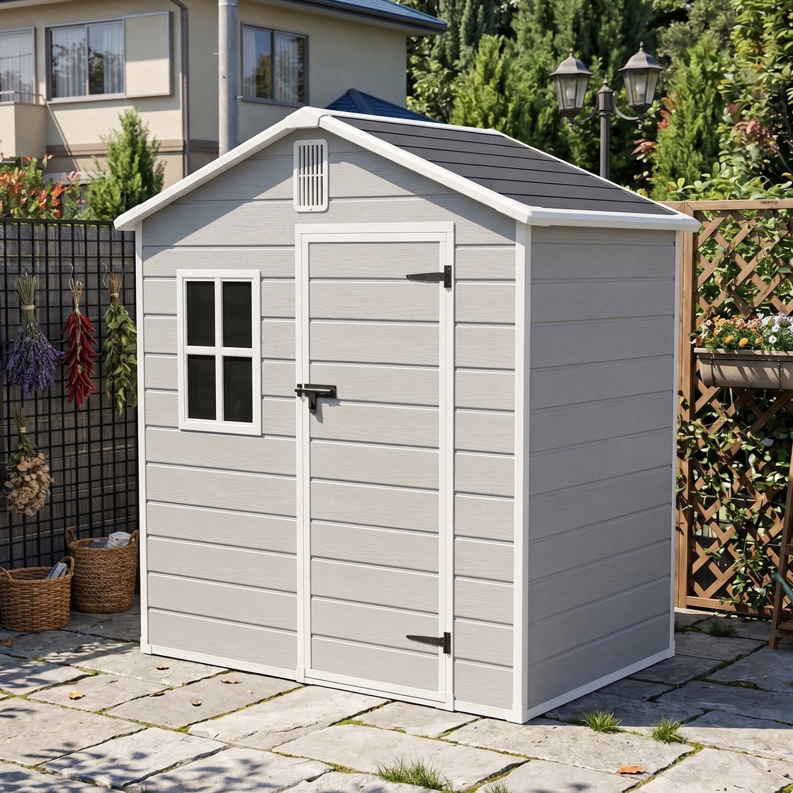 Breeins 6x4ft Outdoor Aluminum & Pp Storage Shed