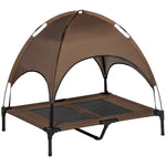 Pawhut 92cm Elevated Dog Bed Cooling Raised Pet Cot Uv Protection Canopy | Brown