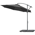 3(m) Garden Banana Parasol Cantilever Umbrella w/ Base Weights & Cover | Black
