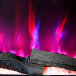 52-inch Electric Fireplace Suite, Black Fire With White Led Surround, Remote Control, Dual Side Nightlights & 7 Flame Colors