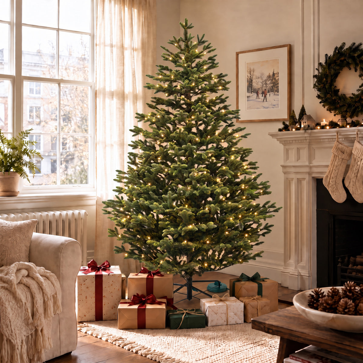 Artemis Home Aldercombe Pre-lit Pe Artificial Christmas Tree - Warm White & Multicolour LEDs