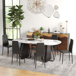 6-pieces Dining Chairs, Faux Leather Kitchen Chairs | Black