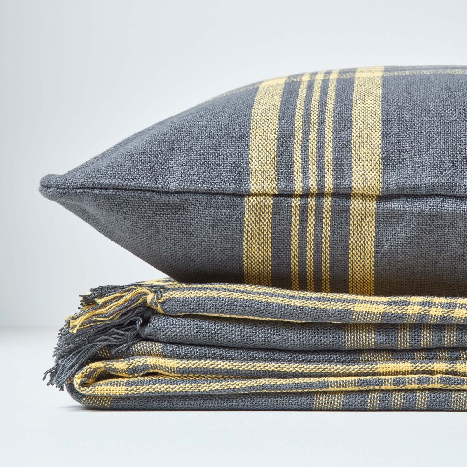 Tartan Check Sofa And Bed Throw | 255cm x 360cm | Yellow & Grey