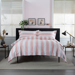West End Stripe 100% Cotton Duvet Set – Soft & Breathable Bedding | Super King | Rose