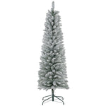 5/6/7ft Artificial Pencil Christmas Tree Realistic Green/White | 6ft | White