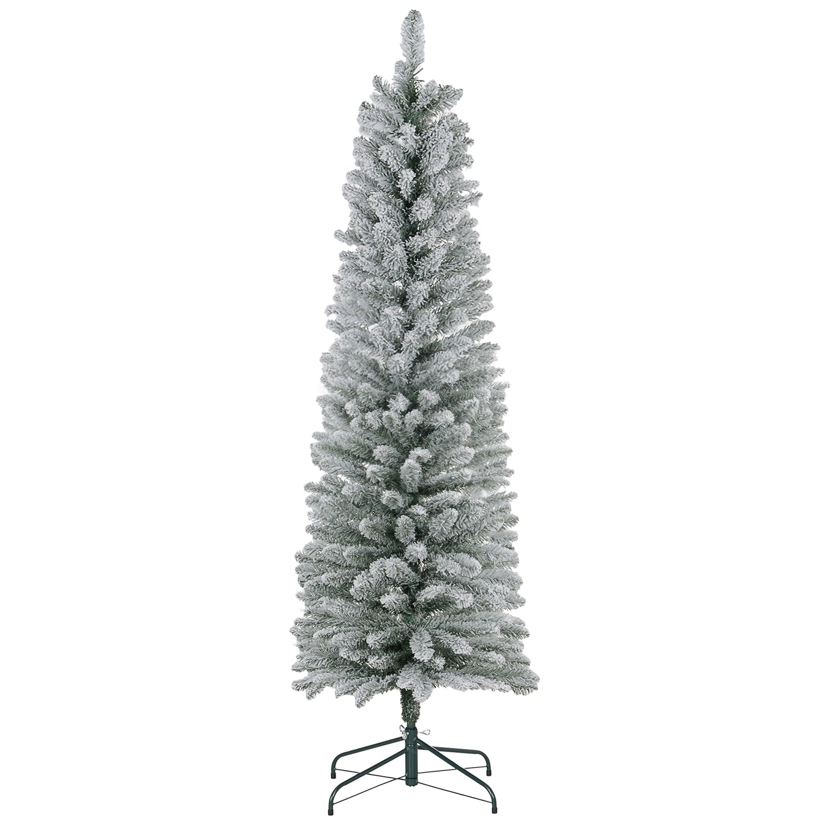 5/6/7ft Artificial Pencil Christmas Tree Realistic Green/White | 6ft | White
