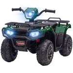 12v Electric Quad Bike For Kids W/ Led Headlights, Music | Green