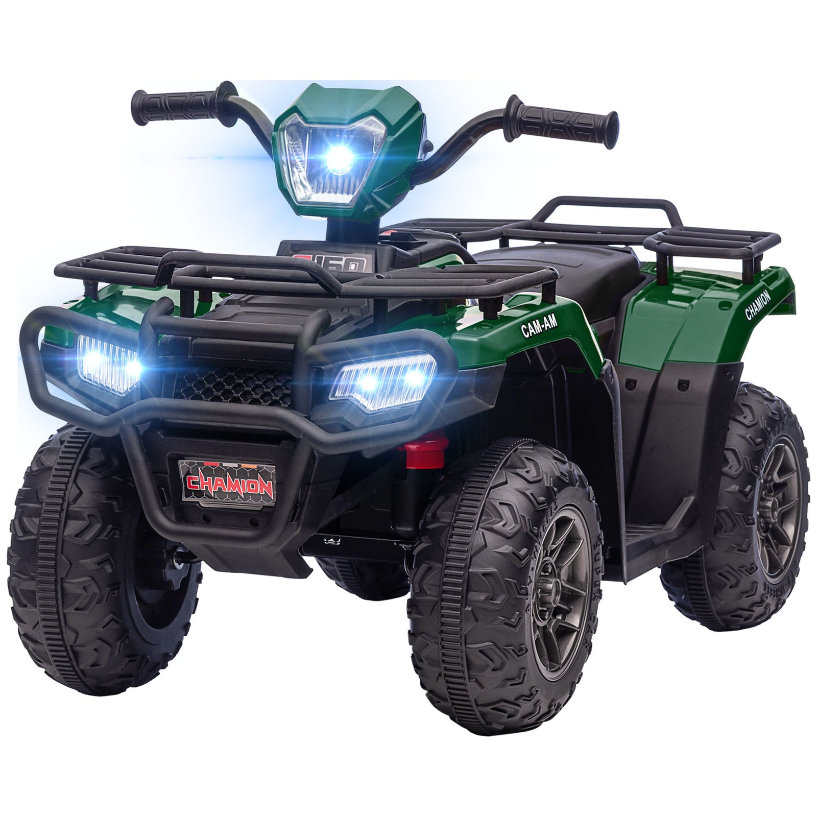 12v Electric Quad Bike For Kids W/ Led Headlights, Music | Green